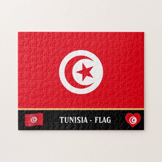 Tunisa Flag & Tunisan country / Tunesië Legpuzzel (Horizontaal)