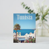 Tunisia Mediterranean Coast Retro Briefkaart (Staand voorkant)