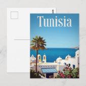 Tunisia Mediterranean Coast Retro Briefkaart (Voorkant / Achterkant)