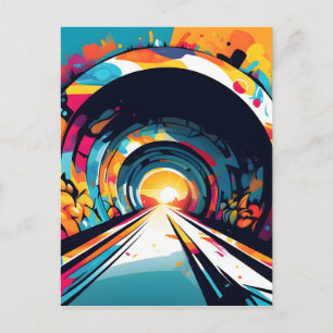 Tunnel met graffiti kunst briefkaart