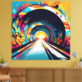 Tunnel met graffiti kunst canvas afdruk (Insitu (Woonkamer))