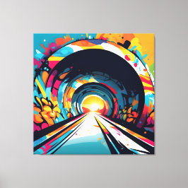 Tunnel met graffiti kunst canvas afdruk