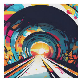 Tunnel met graffiti kunst imitatie canvas print