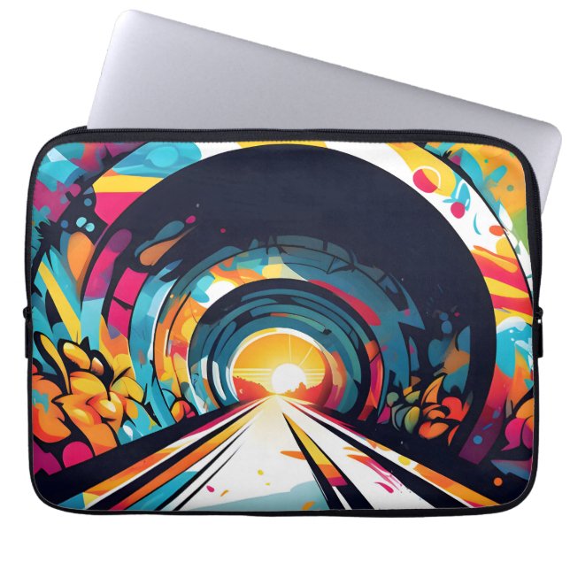 Tunnel met graffiti kunst laptop sleeve (Voorkant)
