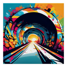 Tunnel met graffiti kunst perfect poster