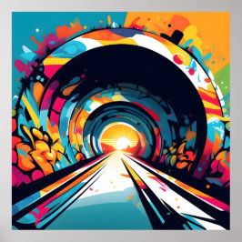 Tunnel met graffiti kunst poster
