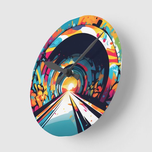 Tunnel met graffiti kunst ronde klok (Hoek)