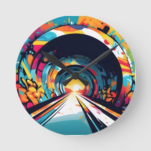 Tunnel met graffiti kunst ronde klok (Voorkant)