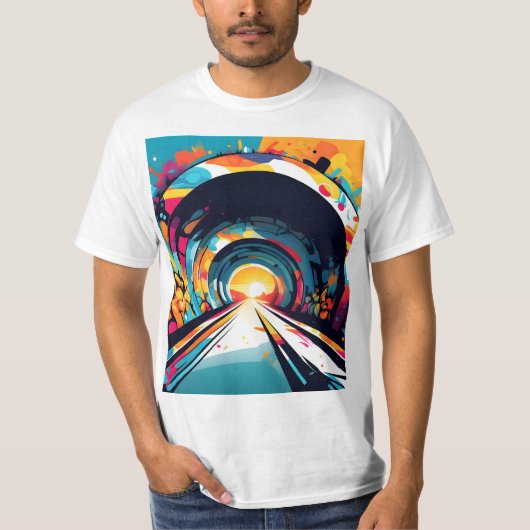 Tunnel met graffiti kunst t-shirt (Voorkant)