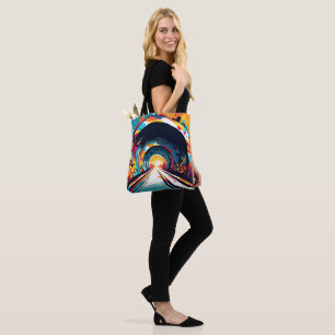 Tunnel met graffiti kunst tote bag