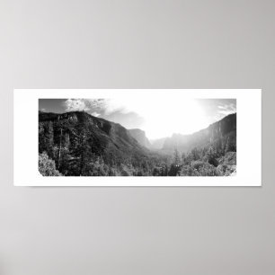 Tunnel Uitzicht Yosemite Valley Poster - zwart-wit
