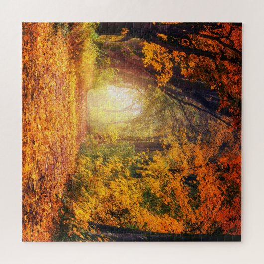 Tunnel van herfstbomen legpuzzel (Horizontaal)