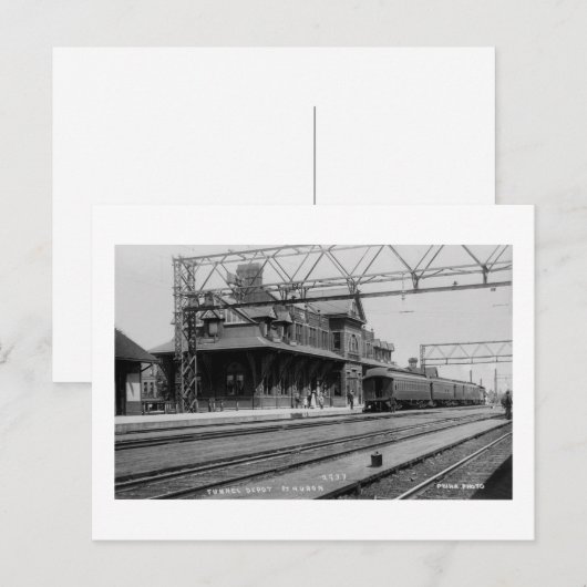 Tunneldepot, Port Huron, Michigan - Louis Pesha Briefkaart (Voorkant / Achterkant)