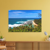 Tunnels Beach, gezien vanuit het Kalalau-spoor Canvas Afdruk (Insitu (Woonkamer))