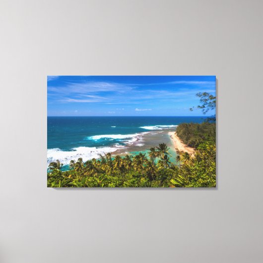 Tunnels Beach, gezien vanuit het Kalalau-spoor Canvas Afdruk (Voorkant)
