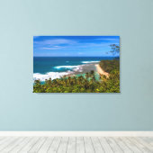 Tunnels Beach, gezien vanuit het Kalalau-spoor Canvas Afdruk (Insitu (Houten vloer))