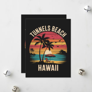 Tunnels Beach Hawaï vakantie Familie Zomer Zonsond Feestdagenkaart