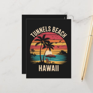 Tunnels Beach Hawaii Gezinsvakantie Zomer Zonsonde Feestdagenkaart