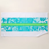Tunnels Beach Hawaiian Hibiscus Surfboard Blauwgro Strandlaken (Voorkant)
