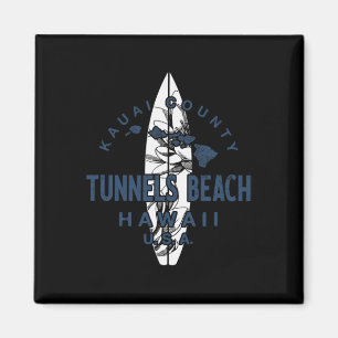 Tunnels Beach Kauai Hawaii Vintage Surfen Magneet