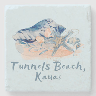 Tunnels Beach Kauai Seashells Stenen Onderzetter