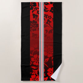 Tunnels met Hawaiian Hibiscus Surfboard Red Strandlaken
