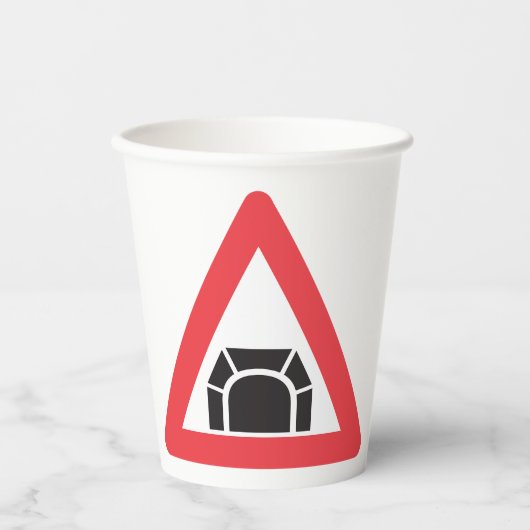 tunnelwaarschuwing verkeersbord papieren bekers (Voorkant)