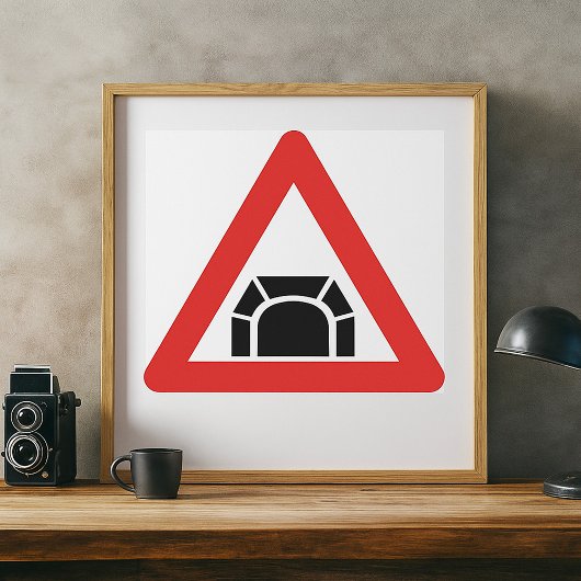 tunnelwaarschuwing verkeersbord poster