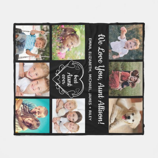 Tunt 8 Foto Collage Black Fleece Deken (Voorkant (Horizontaal))