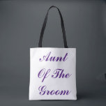 Tunt van de gegroefde Paarse elegante bruiloft Tote Bag<br><div class="desc">Mooie, eenvoudige en elegante canvas tas voor de tante van de bruidegom met koninklijke paarse tekst. U kunt de kleur van de tekst veranderen of de tekst uitgeven om te personaliseren aangezien u houdt van.</div>