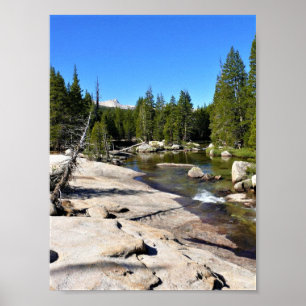 Tuolumne River met Cathedraal Peak, Yosemite, CA Poster