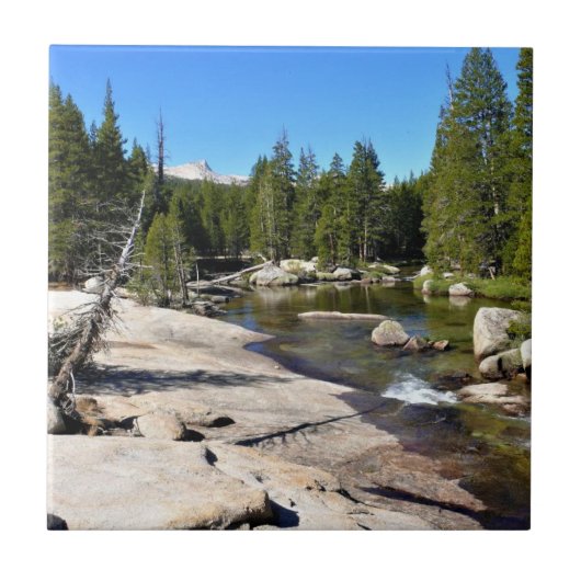 Tuolumne River met Cathedraal Peak, Yosemite, CA Tegeltje (Voorkant)