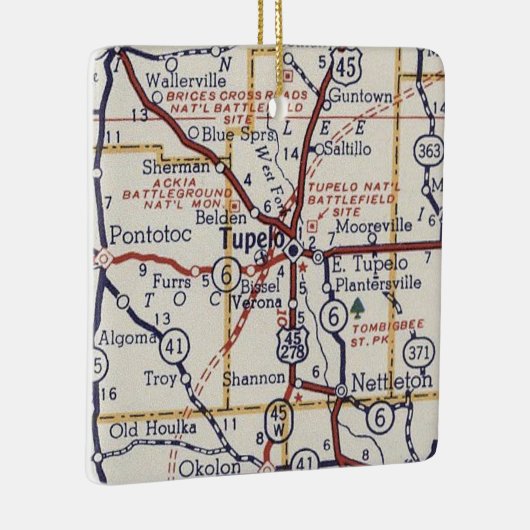 Tupelo MS  Map Keramisch Ornament (Rechts)