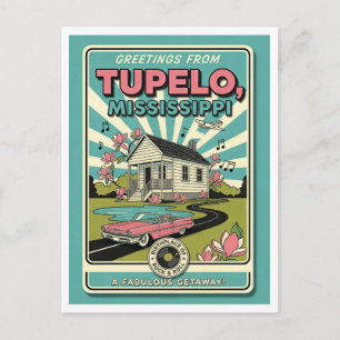 Tupelo, MS Retro Reizen Briefkaart