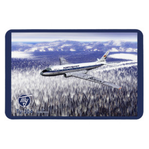 Tupolev (Т у о л в) Tu-104 over Siberië Magneet