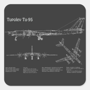Tupolev Tu-95 - Plannen PD voor de Blauwdruk van h Vierkante Sticker