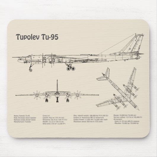 Tupolev Tu-95 - Plannen SD Muismat (Voorkant)