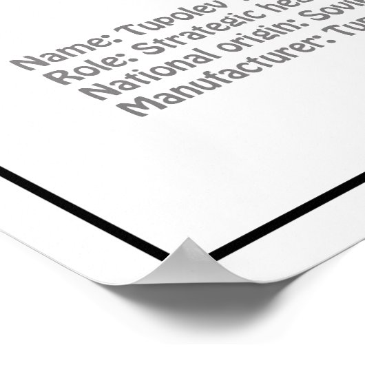 Tupolev Tu-95 - Vliegtuigblauwdruk plannen BD Poster (Hoek)