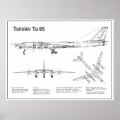 Tupolev Tu-95 - Vliegtuigblauwdruk plannen BD Poster (Voorkant)