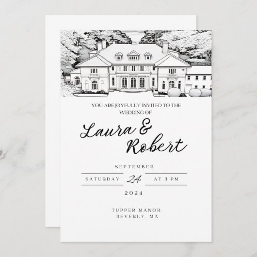 Tupper Manor Massachusetts Uitnodiging voor een sp (Voorkant / Achterkant)