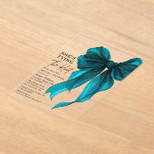 Tuquoise Bow She's Tying The Knot Bridal Shower Acryl Uitnodigingen (Laagn)