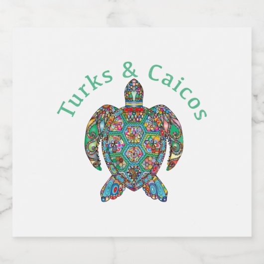 Tur Caicos Tribal Turtle Sparkling Wijnetiket (Enkel label)