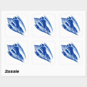 Turban Conch Shell, Indigo Blue en White Vierkante Sticker (Vel)