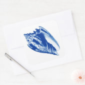 Turban Conch Shell, Indigo Blue en White Vierkante Sticker (Envelop)