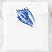 Turban Conch Shell, Indigo Blue en White Vierkante Sticker (Tas)