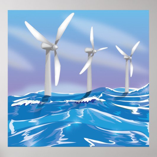 Turbines voor zee windenergie poster (Voorkant)