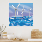 Turbines voor zee windenergie poster (Keuken)