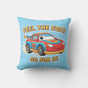 Turbo Racer "Voel de Snelheid" Cartoon Sportauto Kussen
