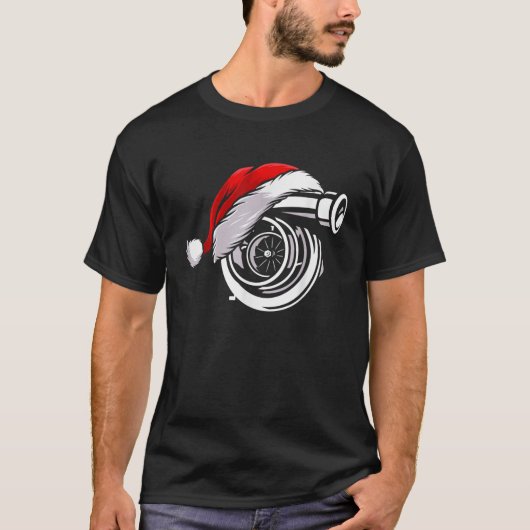 Turbo Santa Hat Car Enthusiast Racing Drifting Chr T-shirt (Voorkant)