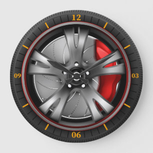 Turbo Spin – Racing Wheel Wall Art Grote Klok